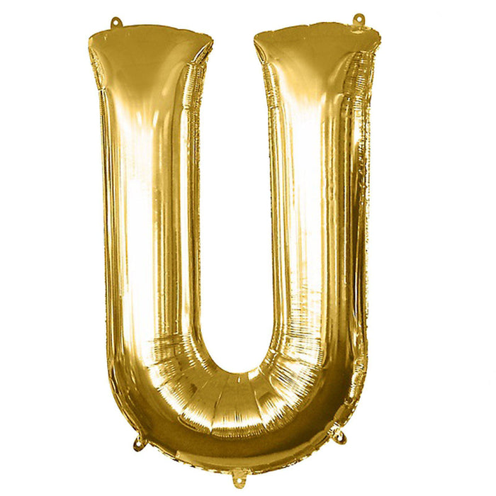 40inch Shiny Metallic Gold Mylar Foil Helium/Air Alphabet Letter Balloon - U