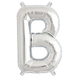16inch Shiny Metallic Silver Mylar Foil Alphabet Letter Balloons - B
