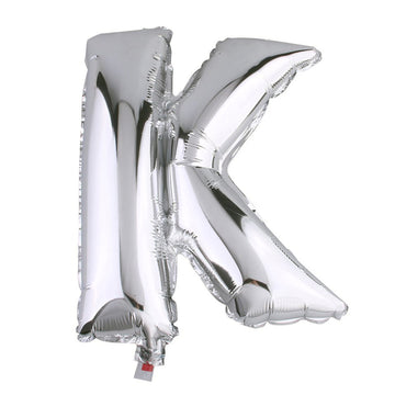 40" Shiny Metallic Silver Mylar Foil Helium Air Alphabet Letter Balloon - K