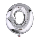 Silver number 0 foil balloon on a plain background