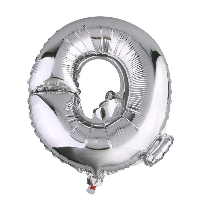 40inch Shiny Metallic Silver Mylar Foil Helium/Air Alphabet Letter Balloon - Q