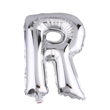 40" Shiny Metallic Silver Mylar Foil Helium/Air Alphabet Letter Balloon - R