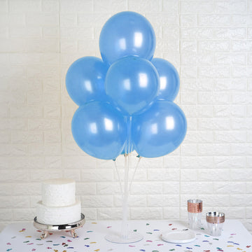 25 Pack | 12" Shiny Pearl Blue Latex Helium, Air or Water Balloons
