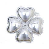 10 Pack | 15inches Shiny Silver Four Leaf Clover Shaped Mylar Foil Balloons#whtbkgd