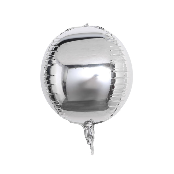 2 Pack | 12inch 4D Shiny Silver Sphere Mylar Foil Helium or Air Balloons#whtbkgd
