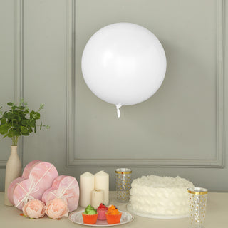Shiny White Reusable UV Protected Sphere Vinyl Balloons
