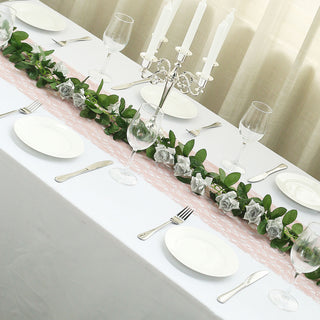 Add Elegance to Your Events with the Silver Artificial Silk Rose Garland