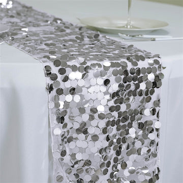 13"x108" Silver Big Payette Sequin Table Runner