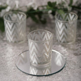 Stylish and Functional Silver Chevron Glass Candle Holders