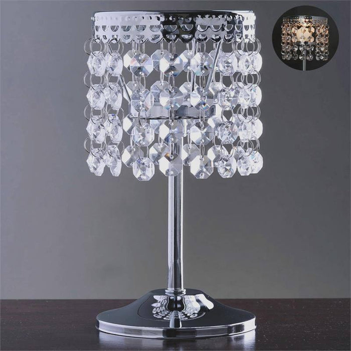 8inch Silver Crystal Beaded Chandelier Votive Pillar Candle Holder, Metal Tealight Candle Stand