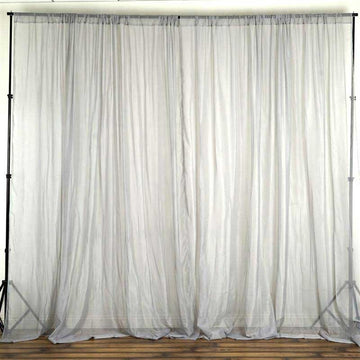 2 Pack Silver Sheer Chiffon Event Curtain Drapes, Durable Flame Resistant Premium Organza Backdrop Event Panels With Rod Pockets - 10ftx10ft