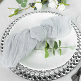 5 Pack | Silver Gauze Cheesecloth Boho Dinner Napkins | 24x19Inch