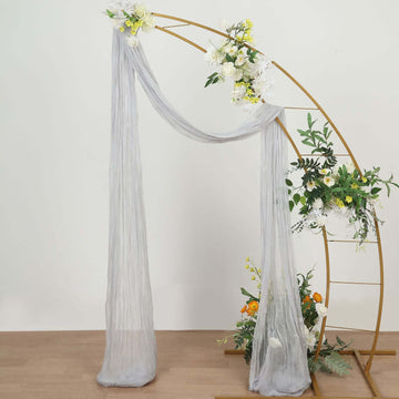 20ft Silver Gauze Cheesecloth Fabric Wedding Arch Drapery, Window Scarf Valance, Boho Decor Arbor Curtain Panel