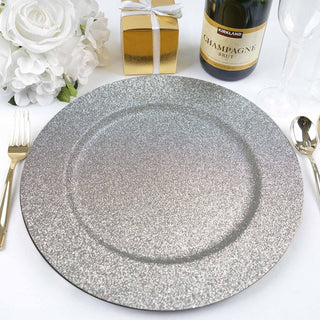 Sparkle and Shine with Silver Glitter Charger Plates