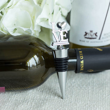 4" Silver Metal Love Wine Bottle Stopper Wedding Party Favors With Velvet Gift Box
