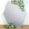 8ftx7ft Silver Metallic Shimmer Tinsel Spandex Hexagon Backdrop, 2-Sided Wedding Arch Cover