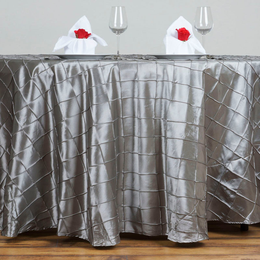 120" Silver Pintuck Round Tablecloth