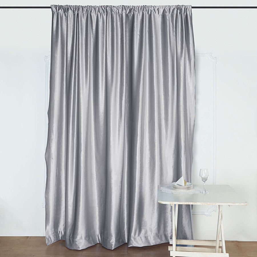 8ft Silver Premium Velvet Backdrop Stand Curtain Panel, Privacy Drape