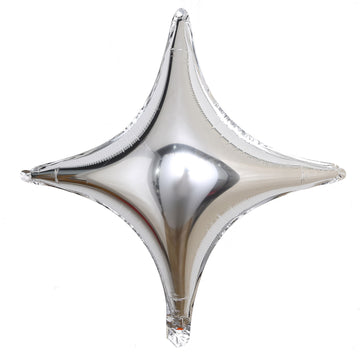 3 Pack | 23" Silver Quadrangle Star Mylar Foil Helium Air Balloon