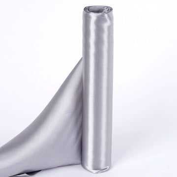 12"x10 Yards | Silver Satin Fabric Bolt, DIY Craft Wholesale Fabric