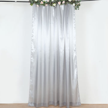 8ftx10ft Silver Satin Event Curtain Drapes, Backdrop Event Panel