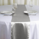 12"x108" Silver Satin Table Runner#whtbkgd