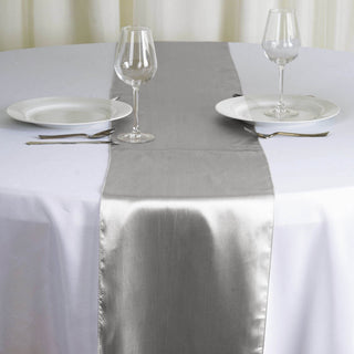 Create a Stunning Tablescape with the Silver Satin Table Runner
