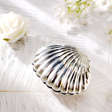 12 Pack | 3.5" Silver Sea Shell Vase Fillers Table Top Party Decor