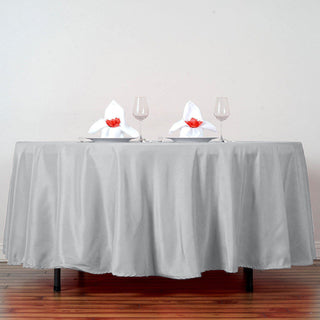 Elevate Your Event with the Silver Seamless Polyester Round Tablecloth