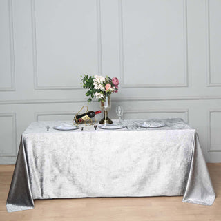 Elevate Your Table Decor with the Silver Velvet Tablecloth