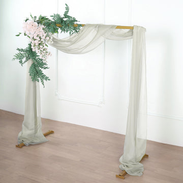 18ft Silver Sheer Organza Wedding Arch Drapery Fabric, Window Scarf Valance