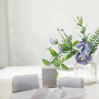 Elegant Silver Silk-Like Chiffon Ribbon for Stunning Bouquets and Gift Wrapping