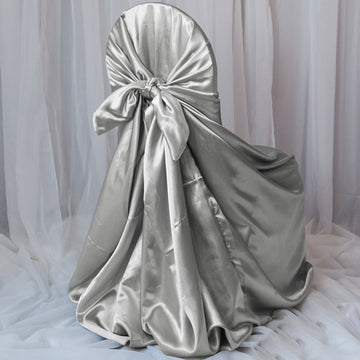 Silver Universal Satin Chair Cover