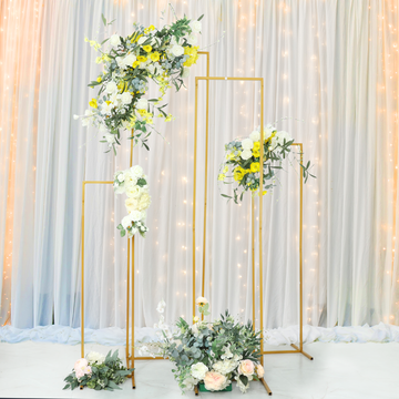 Set of 4 Slim Gold Metal Frame Wedding Arch, Rectangular Backdrop Stand, Floral Display Frame - 3.6ft, 4.5ft, 5.5ft, 6.5ft