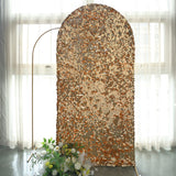 7ft Sparkly Gold Double Sided Big Payette Sequin Chiara Backdrop Stand Cover For Fitted Round Top 