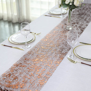 108" Sparkly Metallic Bronze Foil Thin Mesh Polyester Table Runner - 25GSM