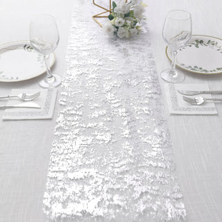 Add Elegance to Your Event with the Metallic Silver Foil Table Runner