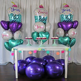 2 Pack | 14" Shiny Silver Orbz Foil Balloons, 4D Sphere Mylar Balloons