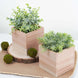 2 Pack | 5inch Square Tan Wood Planter Box Set, Plant Holder With Removable Plastic Liners