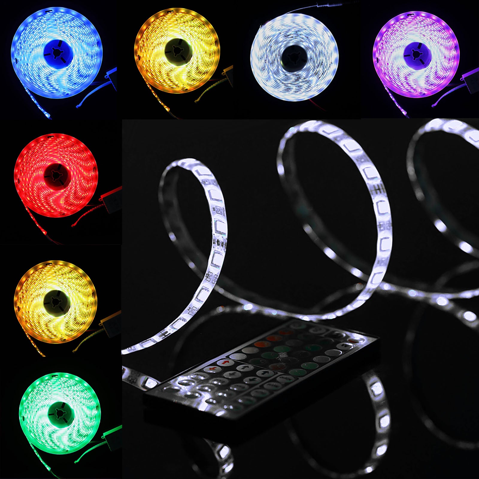 16ft Multicolor Flexible LED Tape Strip Light Kit Waterproof with