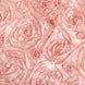 120inch Dusty Rose Grandiose 3D Rosette Satin Round Tablecloth#whtbkgd
