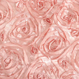 120inch Dusty Rose Grandiose 3D Rosette Satin Round Tablecloth#whtbkgd