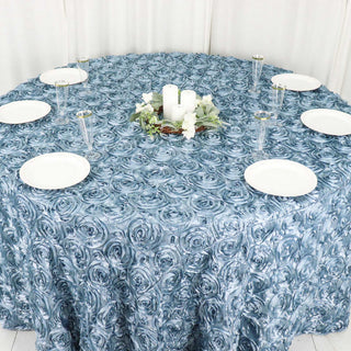 Create a Whimsical Paradise Garden with the Dusty Blue Rosette Tablecloth