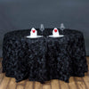 120inch Black Grandiose 3D Rosette Satin Round Tablecloth