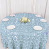 120inch Light Blue Grandiose 3D Rosette Satin Round Tablecloth