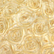 120inch Champagne Grandiose 3D Rosette Satin Round Tablecloth#whtbkgd