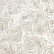 120inch Ivory Grandiose 3D Rosette Satin Round Tablecloth#whtbkgd