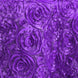 120inch Purple Grandiose 3D Rosette Satin Round Tablecloth#whtbkgd