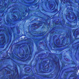 120inch Royal Blue Grandiose 3D Rosette Satin Round Tablecloth#whtbkgd