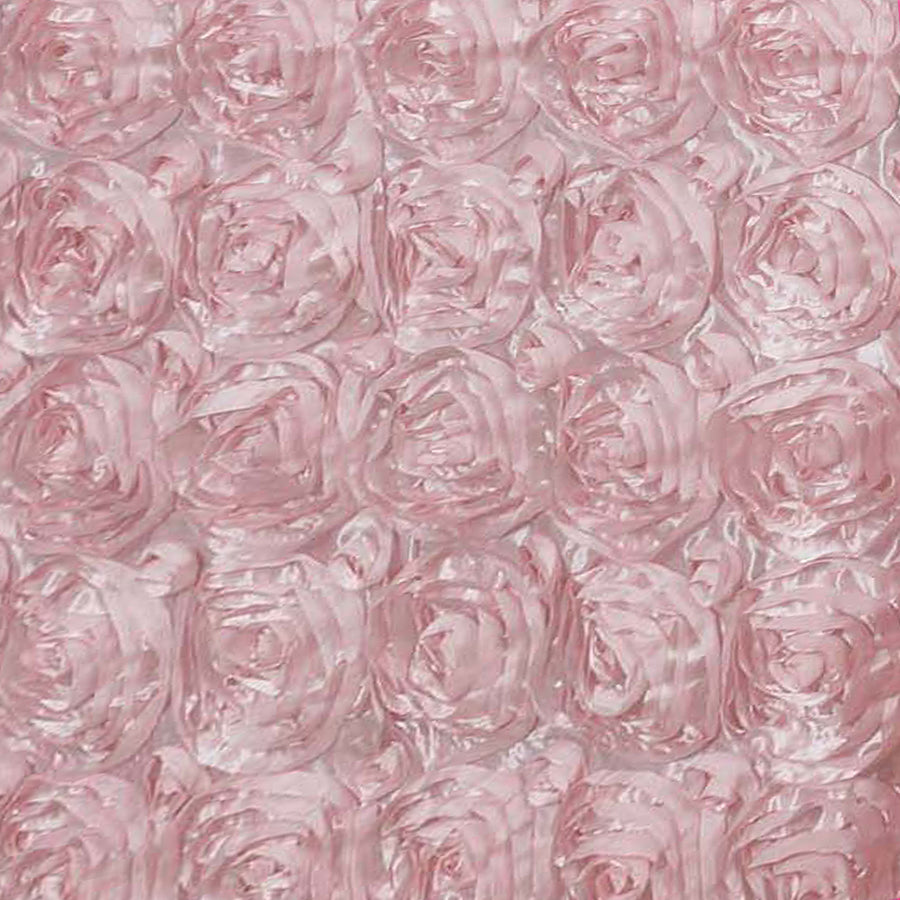 90x132inch Blush / Rose Gold Grandiose 3D Rosette Satin Rectangle Tablecloth#whtbkgd
